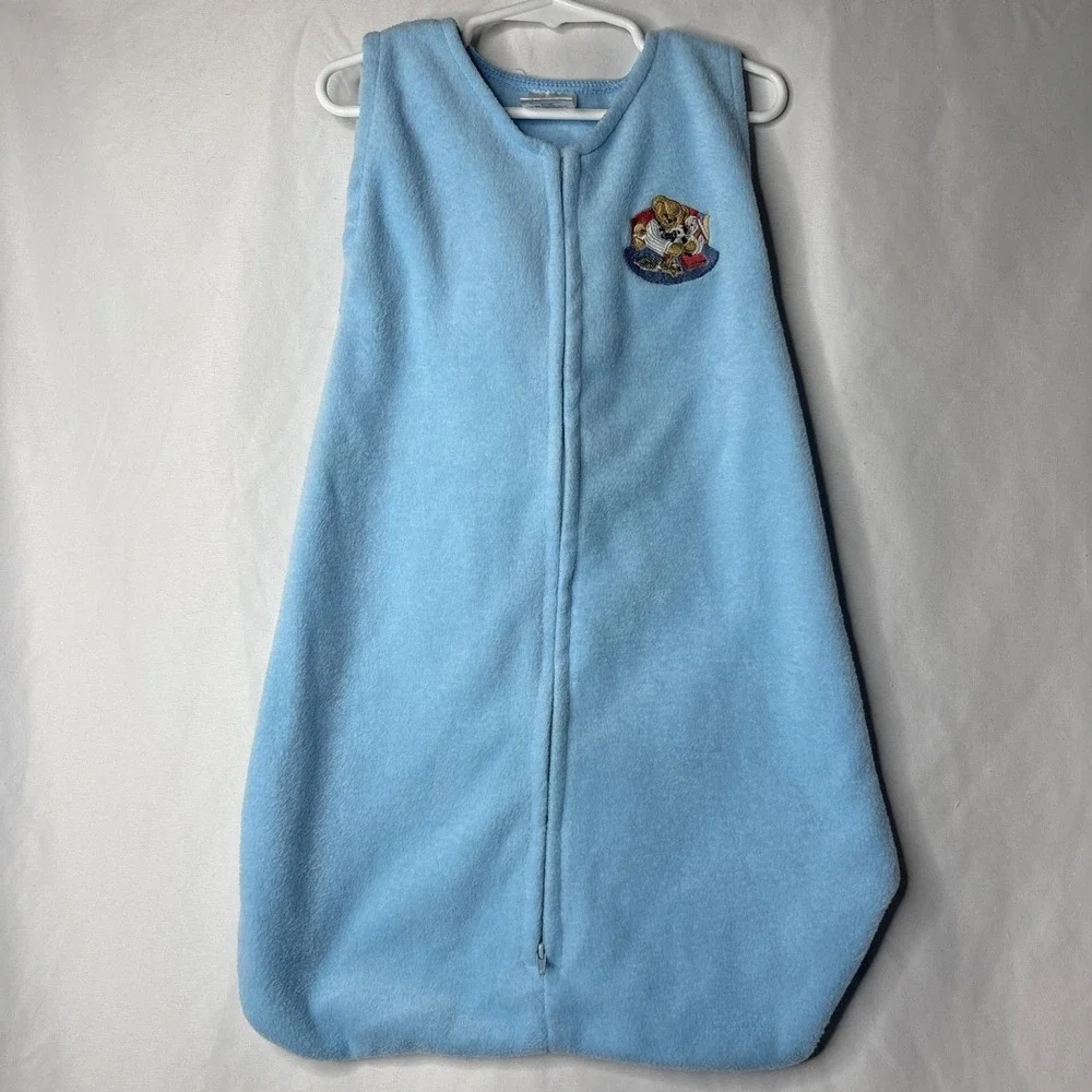 Vintage Blue Jean Teddy Sleepsack Springs Industries Flannel OS Wearable Blanket